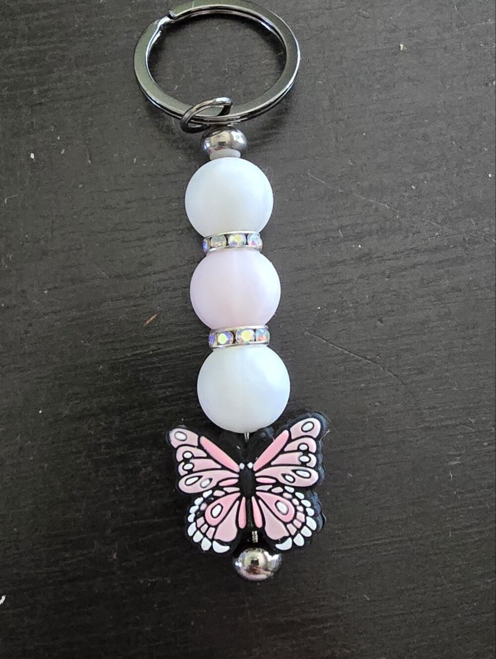 Pink Butterfly Bead Keyring Charm — Women Accessories Accent